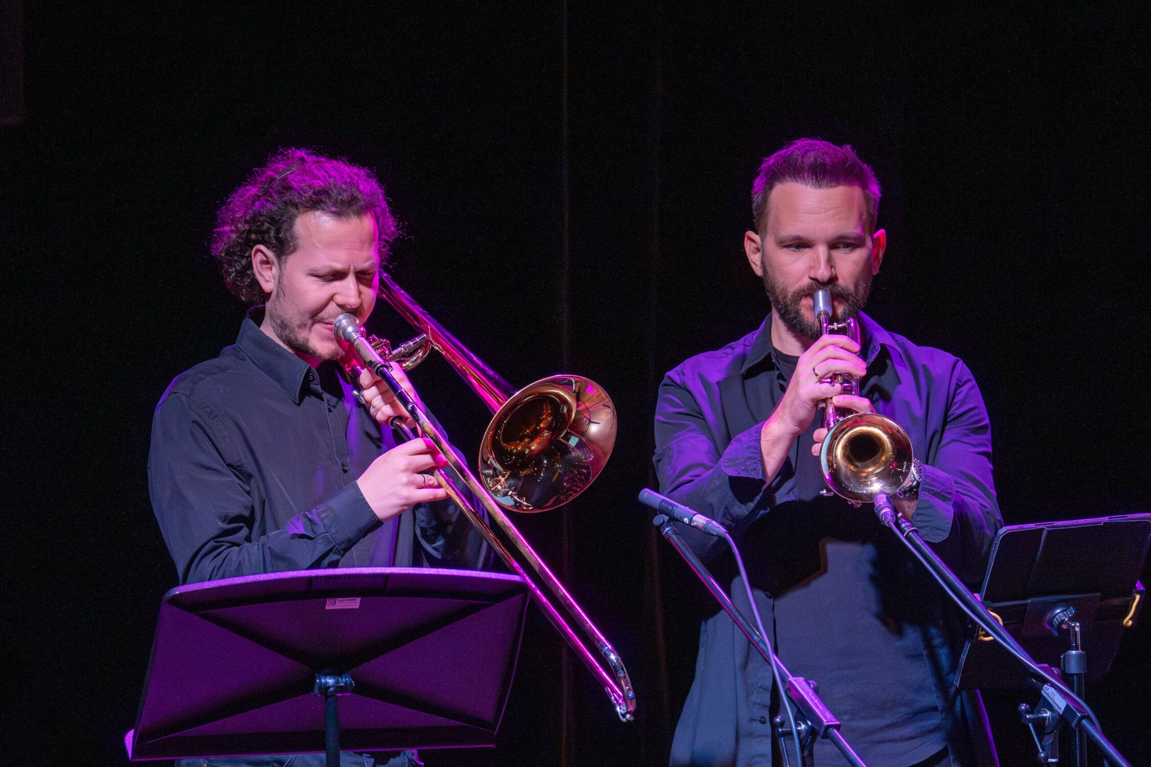 Hochwertige Musiker bei der Richtervereinigung mit Doppelposaune und Trompete, Live-Jazzmusik, professionelle Orchester, angenehme Atmosphäre, musikalische Veranstaltungen, Wien Österreich.