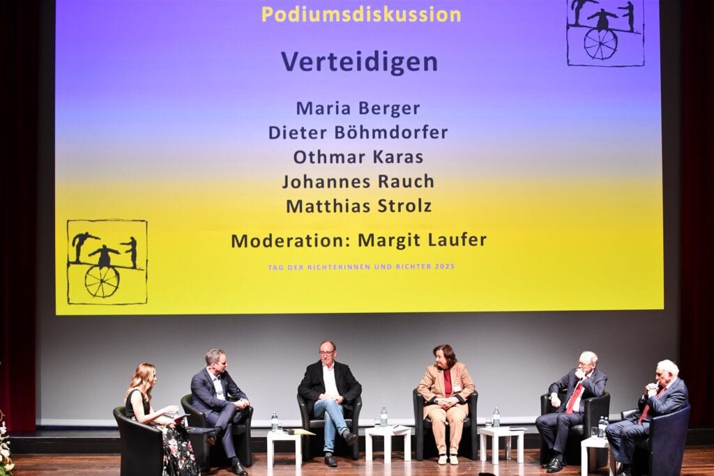 Podiumsdiskussion bei Richtervereinigung Österreich, Jury, Recht, Diskussion, Veranstaltung, Bundespräsident, Rechtsprechung, Gemeinschaft, Rechtspolitik.