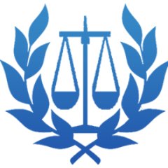 Symbol der Richtervereinigung mit Waage und Lorbeerkranz, repräsentativ für Recht und Gerechtigkeit, ideal für rechtliche Organisationen und Verbände in Österreich.